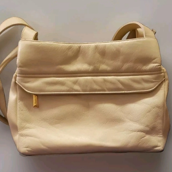 Stone Mountain Cream Leather Double Handle Compartments Zipped Purse Coin Wallet - Picture 1 of 7